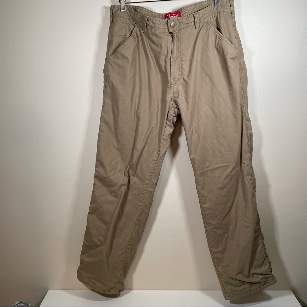 Coleman Men's Bonded Fleece Lined Work Ourdoors Pants, Brown, Size 36 x 32